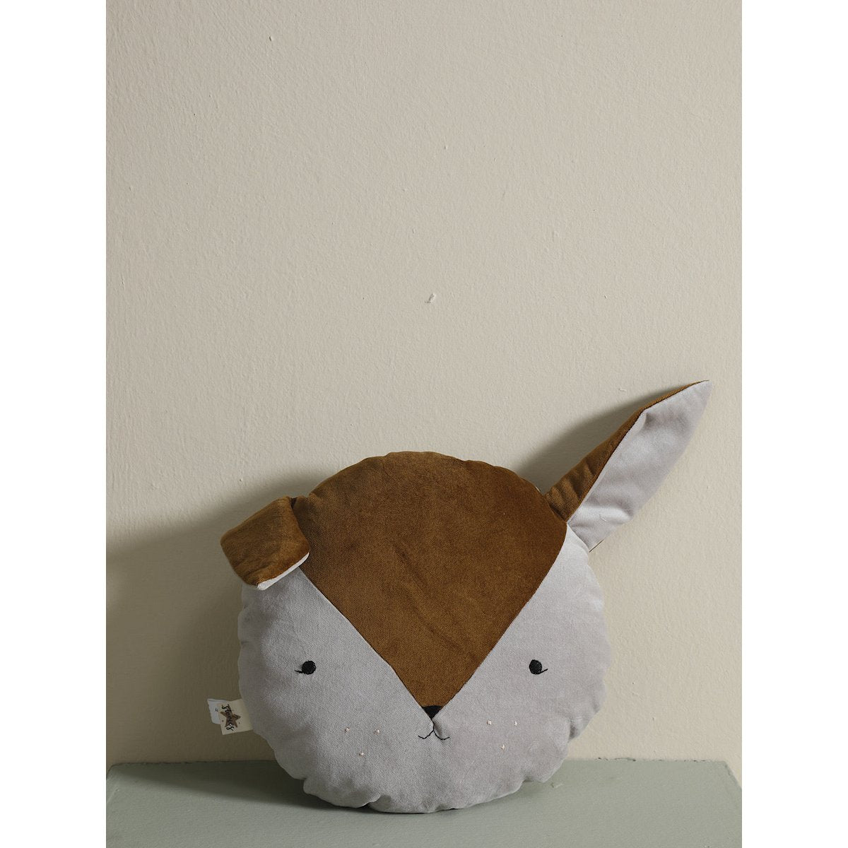 2 stories Plush toy with a brown and gray design on a light background