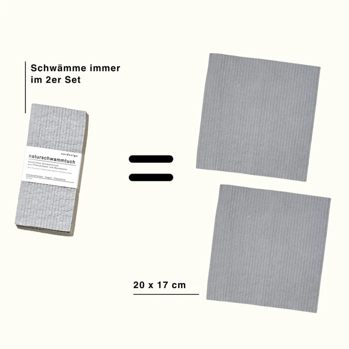 Nordesign Natural Sponge Cloth Grey (In Set)