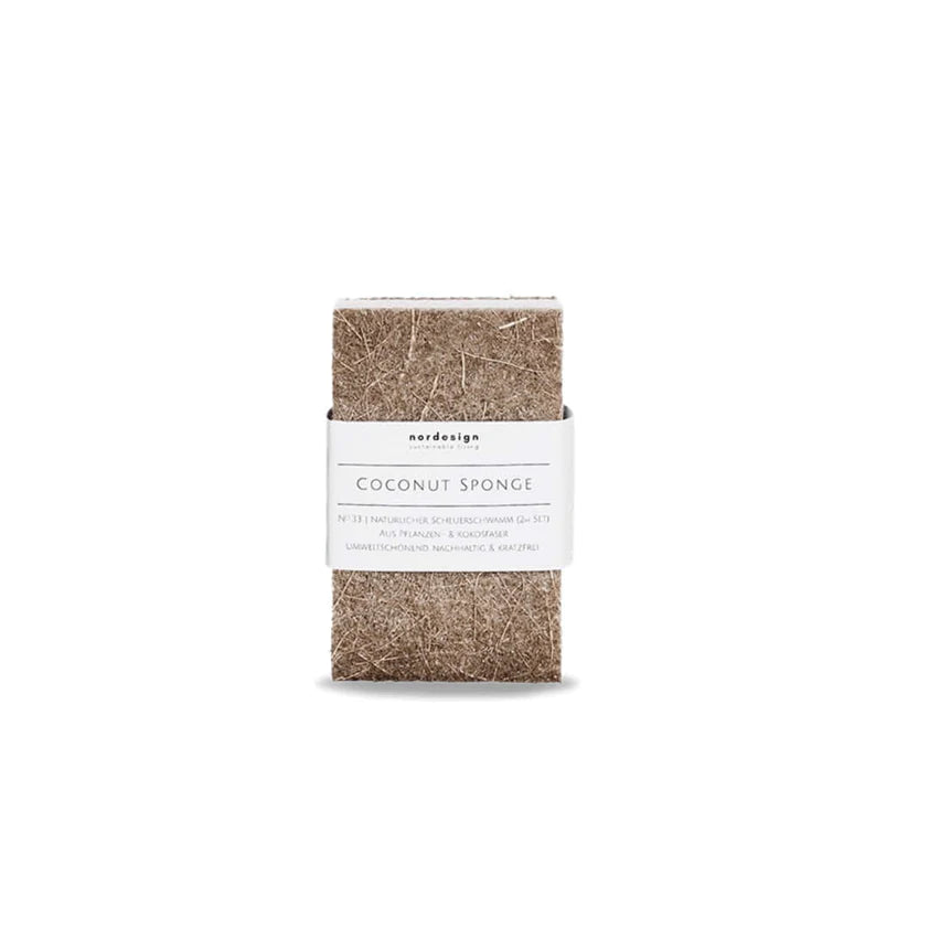 The coconut sponge is a sustainable dishwashing and cleaning sponge made from renewable wood cellulose (sponge side) and the finest coconut fiber (scouring side).