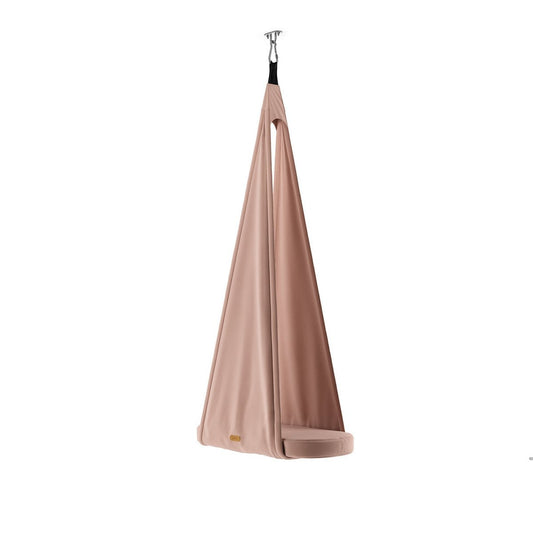 Green swing for kids by Jupiduu hanging against a white background