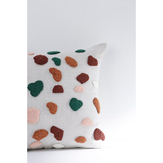Decorative pillow with colorful abstract pattern on a white background