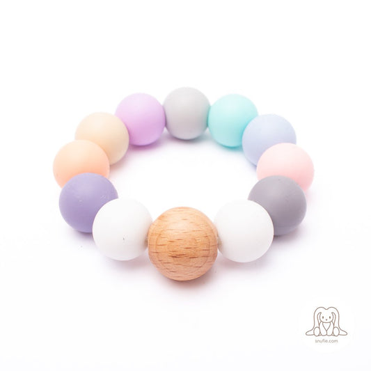 Beads Δακτύλιος Δοντιών Σιλικόνης - Παστέλ Ουράνιο Τόξο