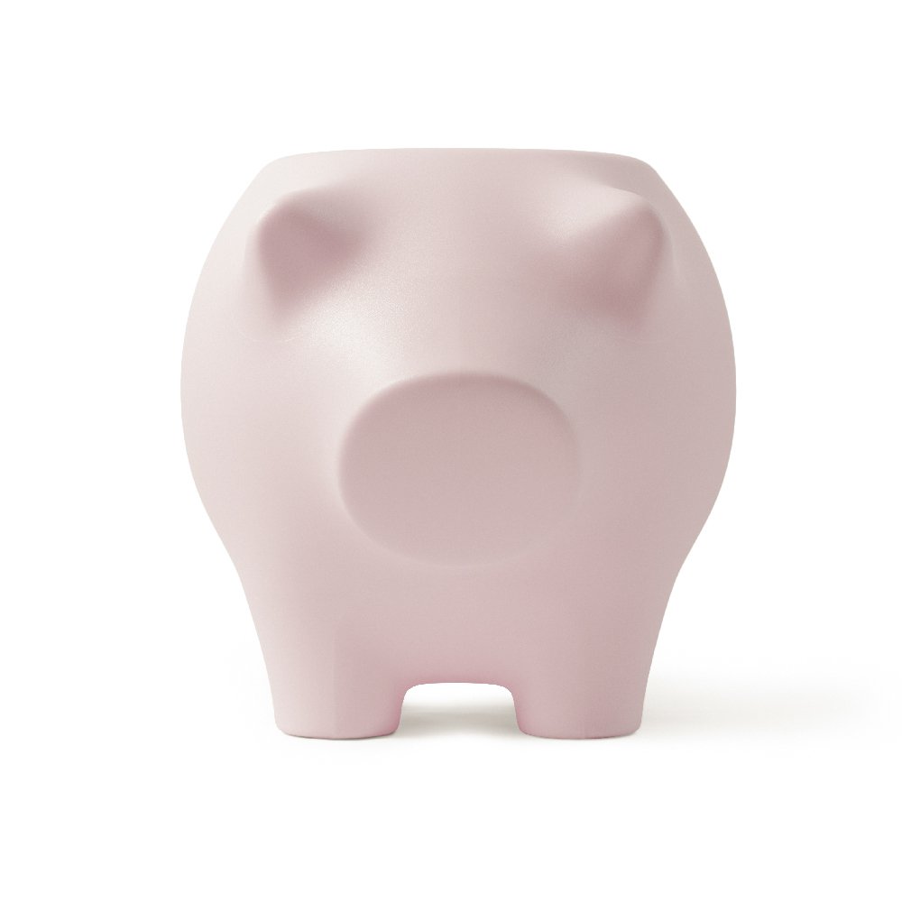 Light blue ceramic piggy bank on a white background