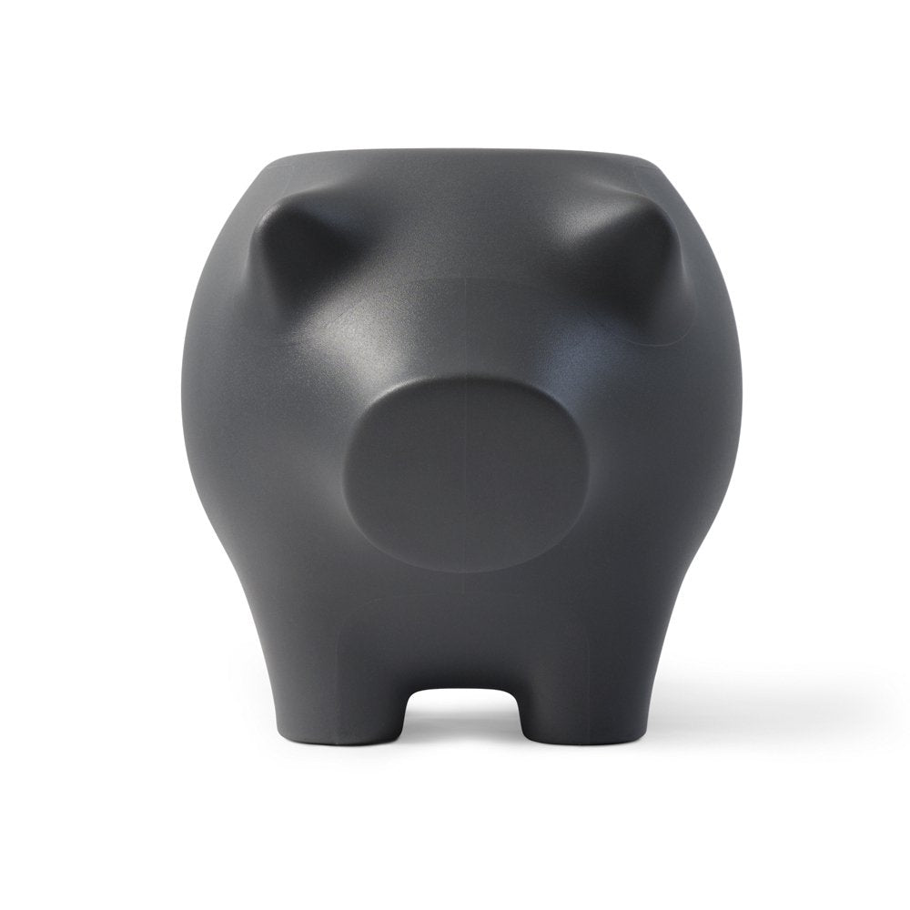 Black pig-shaped container on a white background