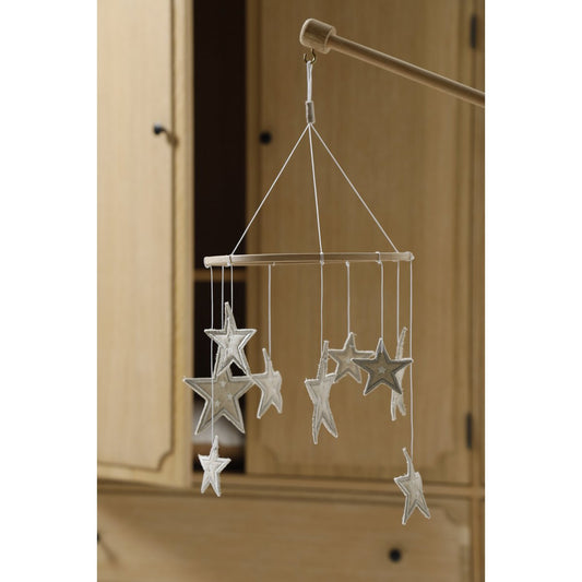Star-shaped hanging mobile with a neutral background