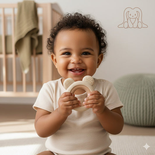 Bear Μαλακός Δακτύλιος Δοντιών Ξύλου και Σιλικόνης - Άμμου