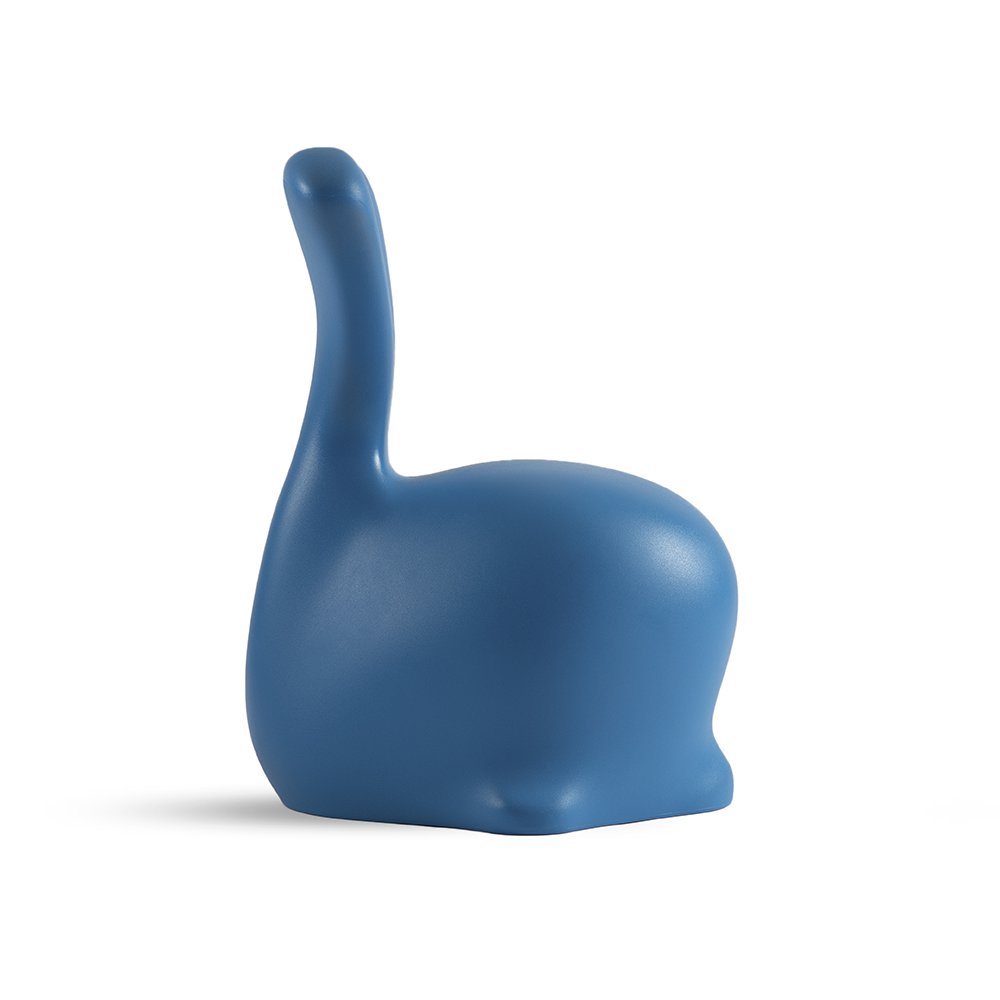 Blue elephant-shaped object on a white background