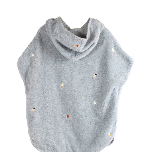 Embroidered Beach Poncho - Pearl Blue