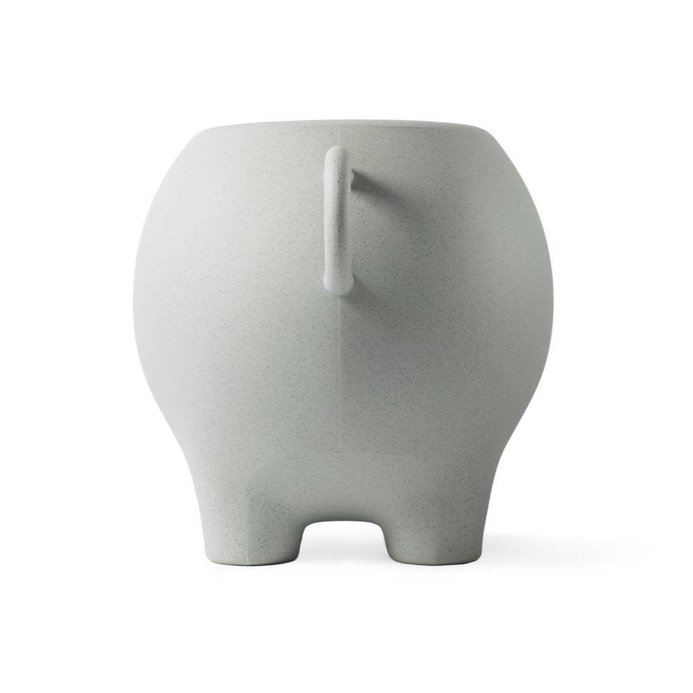 Gray elephant-shaped container on a white background