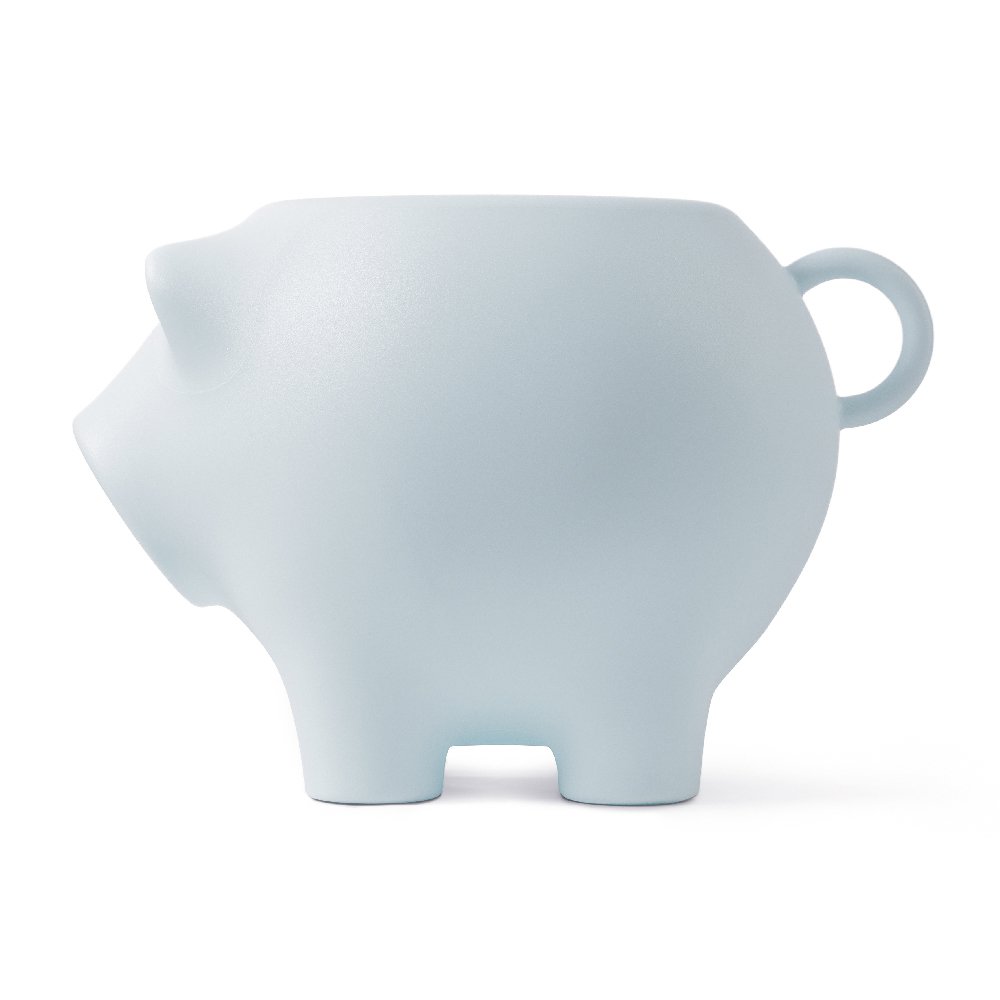 Pink piggy bank on a white background