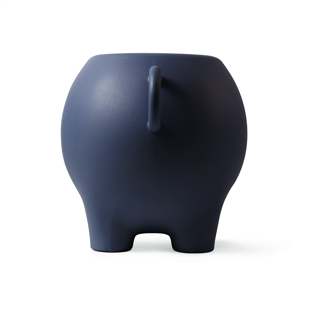 Dark green elephant-shaped container on a white background