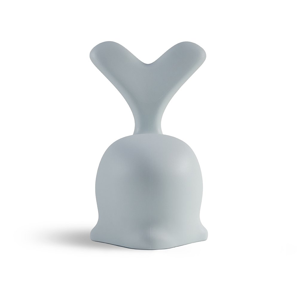 Gray decorative object with a unique design on a white background