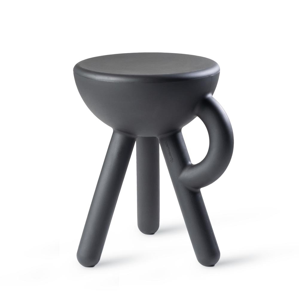Black stool with a unique design on a white background