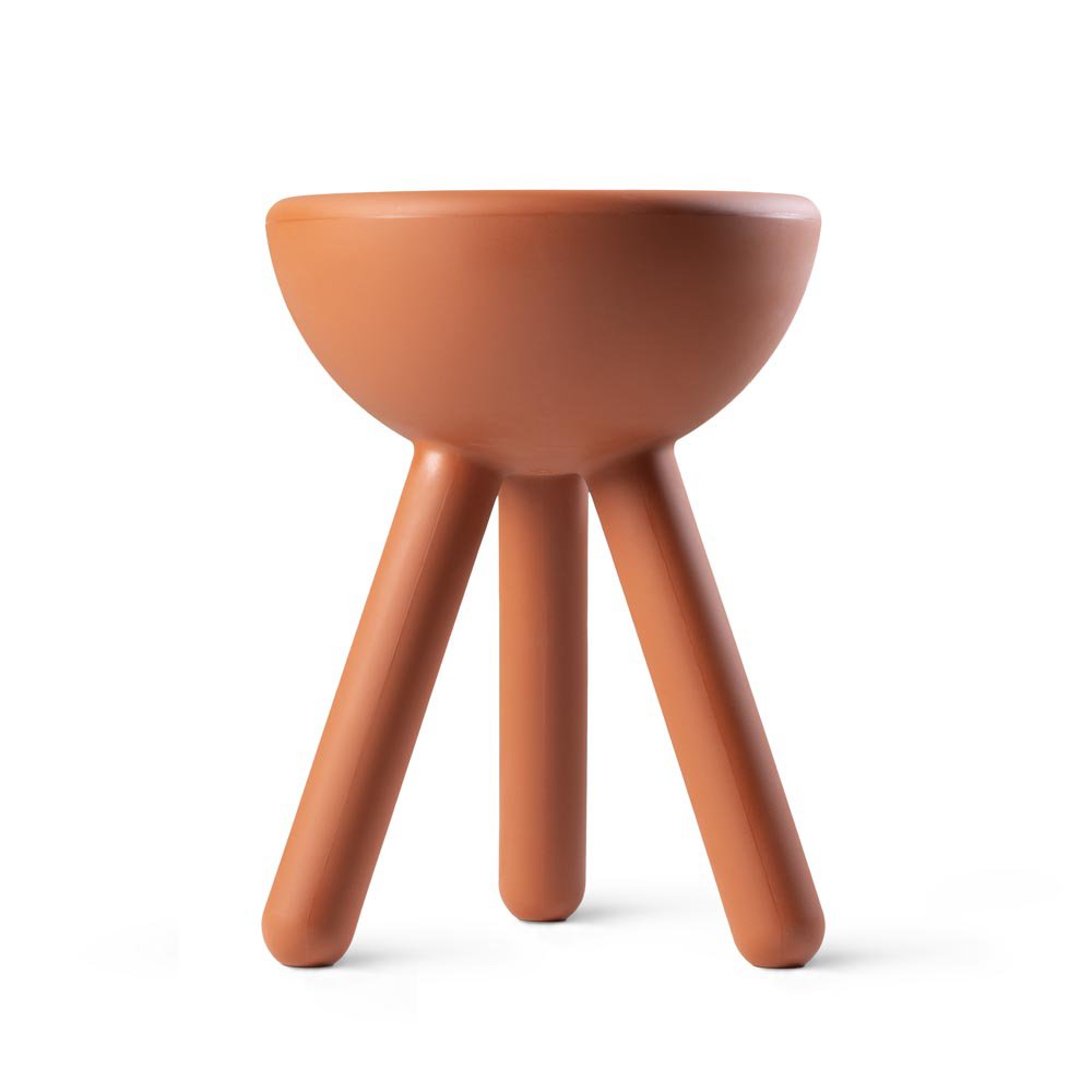 Ceramic stool with a bowl seat on a white background