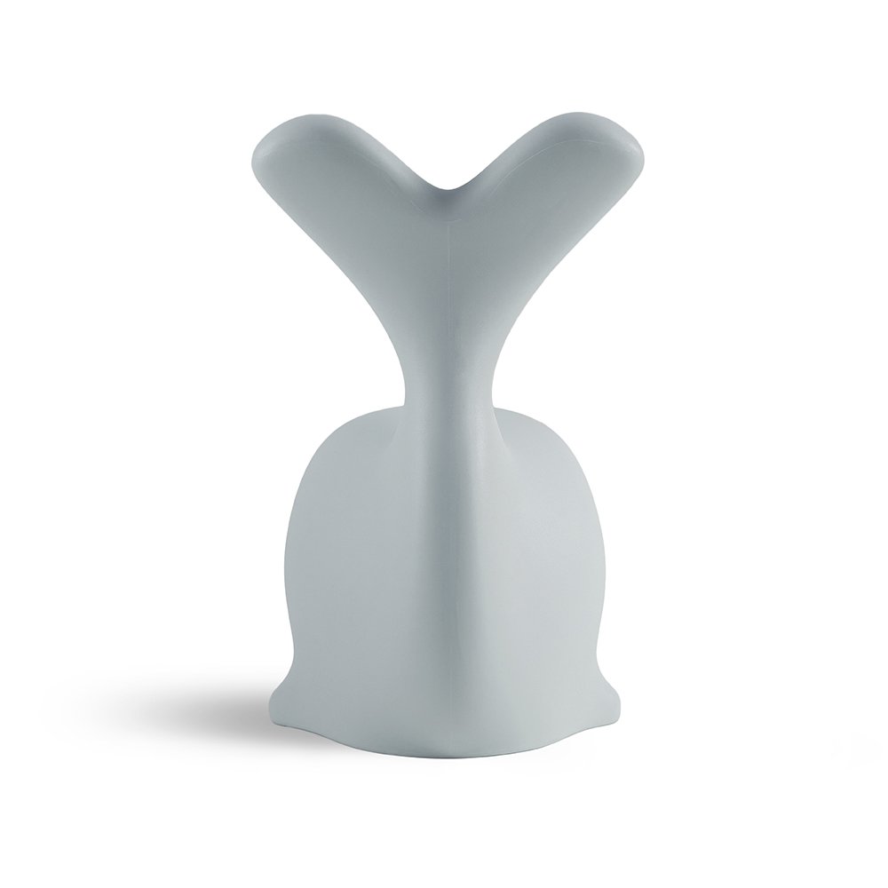Gray ceramic vase with a unique design on a white background