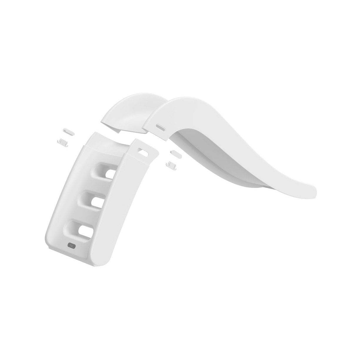 White plastic bracket on a white background