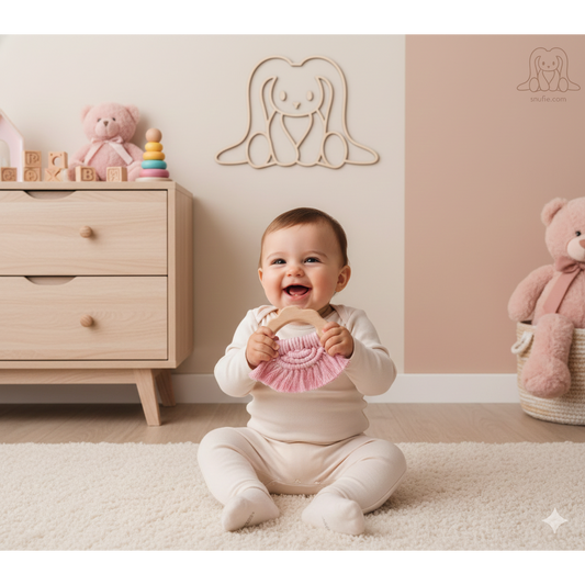 Boho Δακτύλιος Δοντιών Ξύλου και Βαμβακιού - Τσοχλόφουσκα