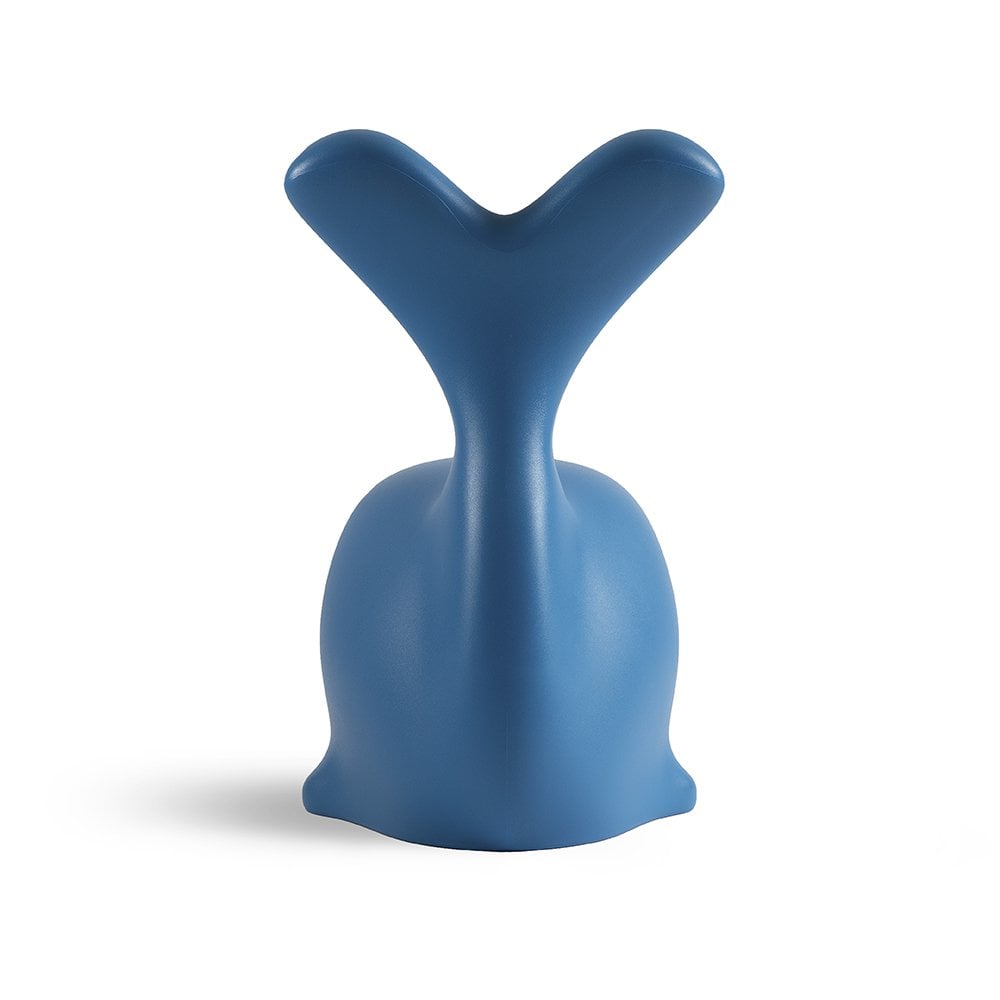Blue decorative object with a Y-shaped top on a white background