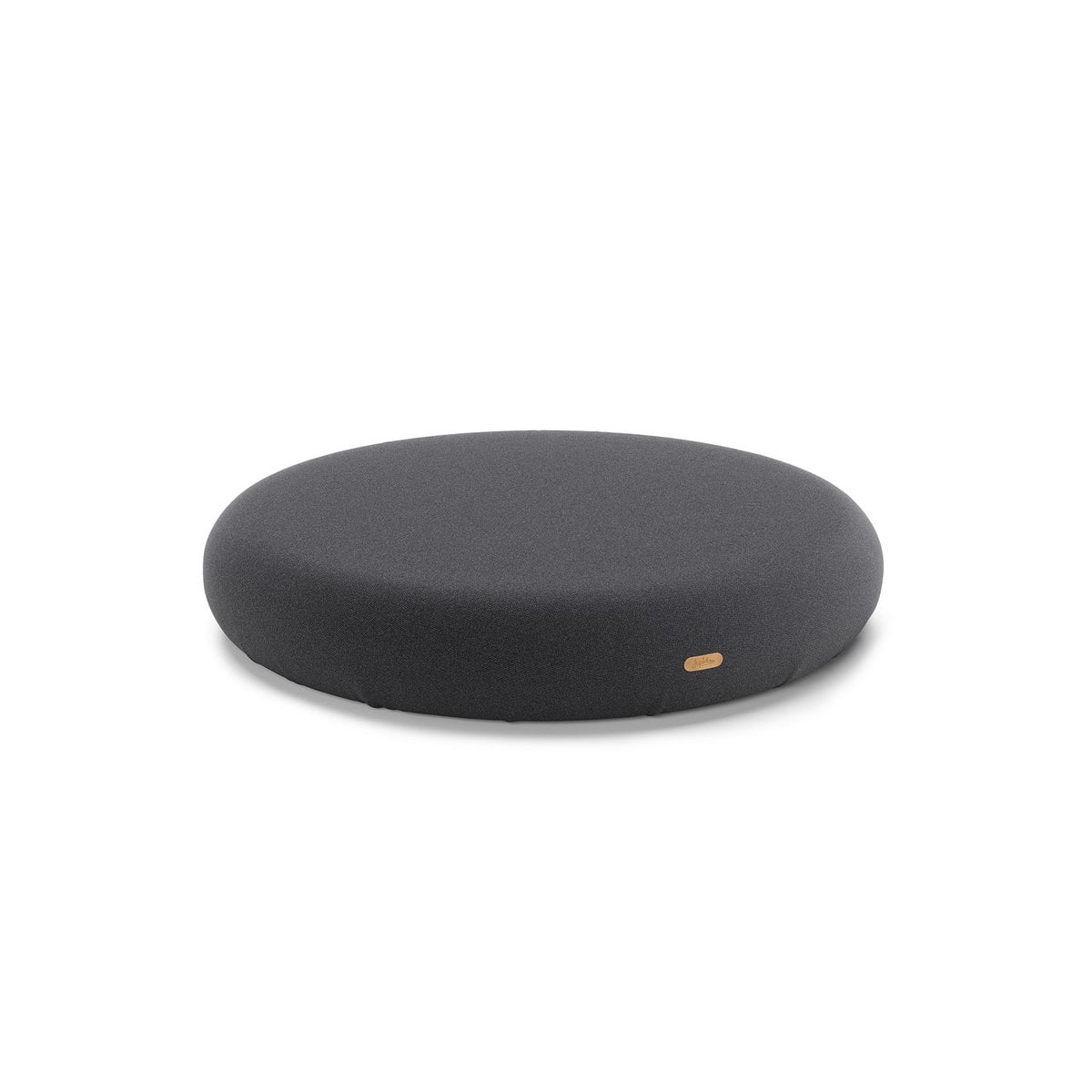 Round black cushion on a white background