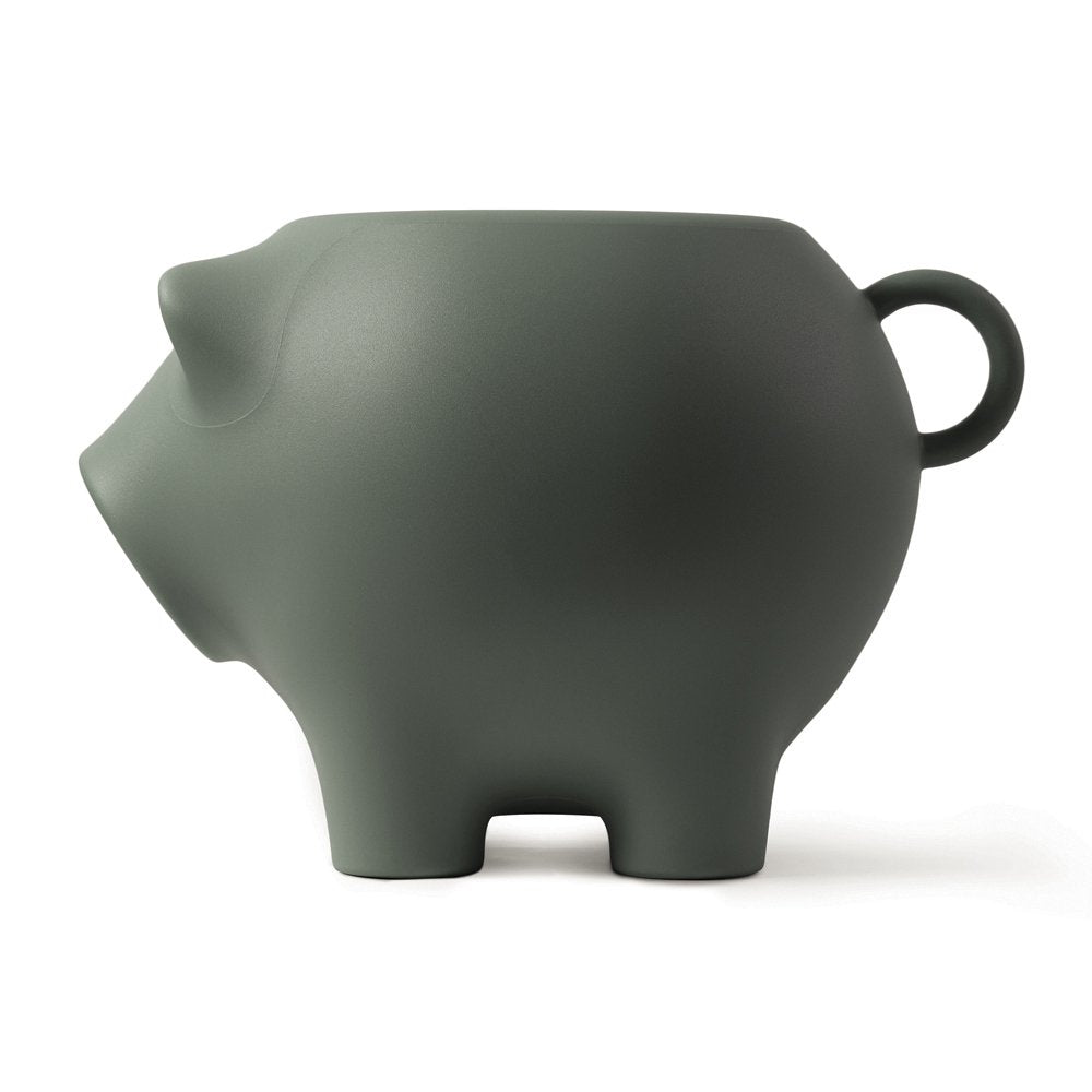 Green piggy bank on a white background