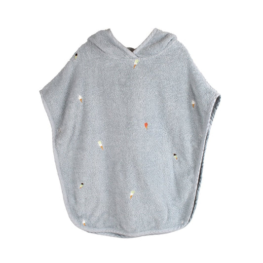 Embroidered Beach Poncho - Pearl Blue
