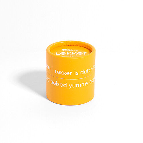 The lekker company deodorant mandarin and lemon scented.