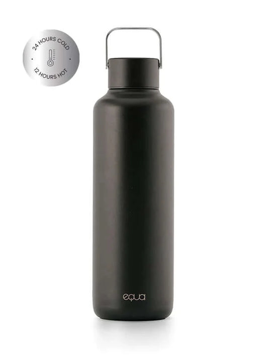 Equa timeless thermo dark stainless steel bottle.