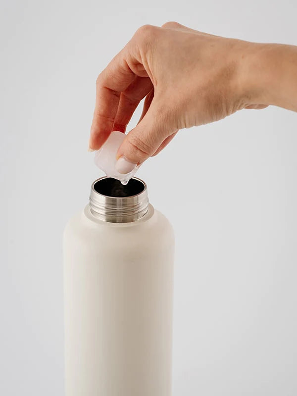Equa timeless thermo off white stainless steel bottle.