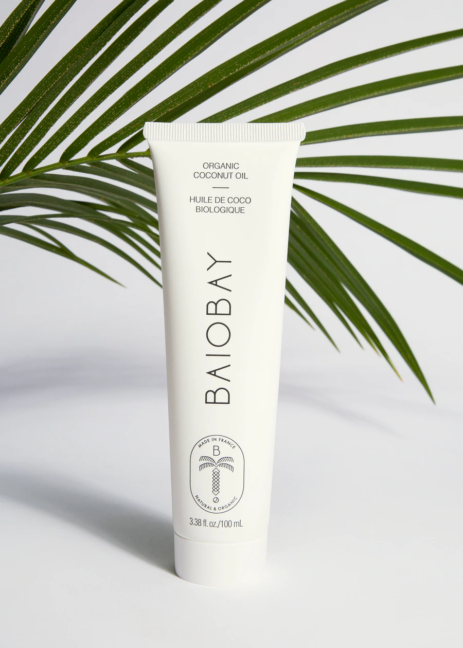 Baiobay organic coconut oil that moisturizes hair, body and face.
