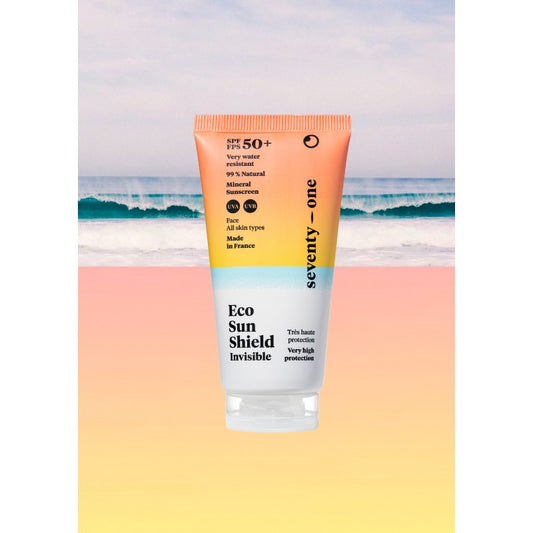 Eco Sun Shield SPF 50+ is SeventyOne's very high protection without white marks on the face. 