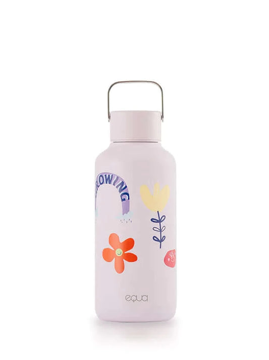 Equa timeless flwr pwr stainless steel bottle.